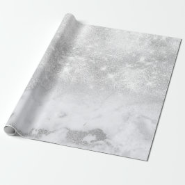 Silver White Grått Marble Stone Pensherschip Spark Presentpapper