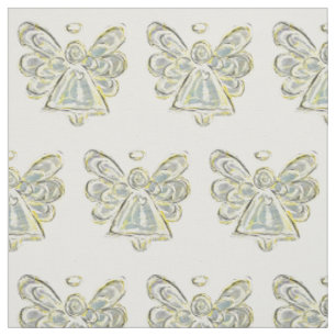 Silver White Guardian Angel Art Fabric Material Tyg