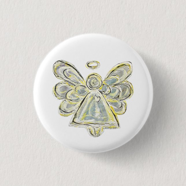 Silver White Light Guardian Angel Art Button Stift Knapp (Framsida)