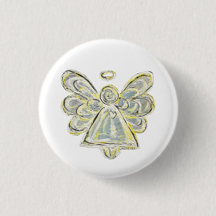 Silver White Light Guardian Angel Art Button Stift Knapp