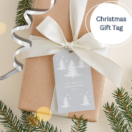 Silver White Minimalist Julgranar Presentetikett