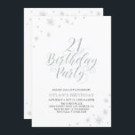 Silver & White | Modern Chic 21:a födelsedagen Par Inbjudningar<br><div class="desc">Låt oss fira din 21:a födelsedag med den här snyggten-festinbjudan. Den här designen har silver-typografi i chic på gnistra framsida och silver med ett foto på baksidan. Ersätt exempelfotot med ditt eller radera det om du inte vill ha det. Bakgrunden till färg är vit, men du kan gärna ändra den...</div>