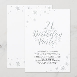 Silver & White   Modern Chic 21:a födelsedagen Par Inbjudningar