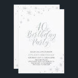 Silver & White | Modern Chic 40:e födelsedagen Par Inbjudningar<br><div class="desc">Låt oss fira din 40-årsdag med den här snyggten-festinbjudan. Den här designen har silver-typografi i chic på gnistra framsida och silver med ett foto på baksidan. Ersätt exempelfotot med ditt eller radera det om du inte vill ha det. Bakgrunden till färg är vit, men du kan gärna ändra den så...</div>