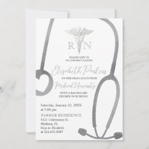 Silver White Nursing School Studentfest Inbjudningar