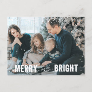 Silver & White Snowflake Merry och Bright Helgdag Helg Vykort