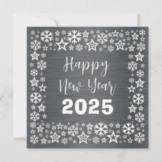 Silver white Square wish card with golden stars Julkort