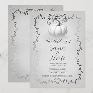 Silver & White Storybook Pumpa Bröllop Inbjudningar