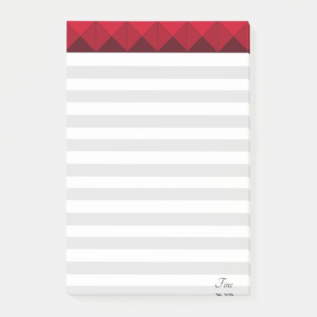 Silver & White Stripe & Burgundy Header Post-it Block (Framsida)