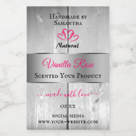 Silver White Wood Grain Product Labels Rosa Hearjä Mat Etikett