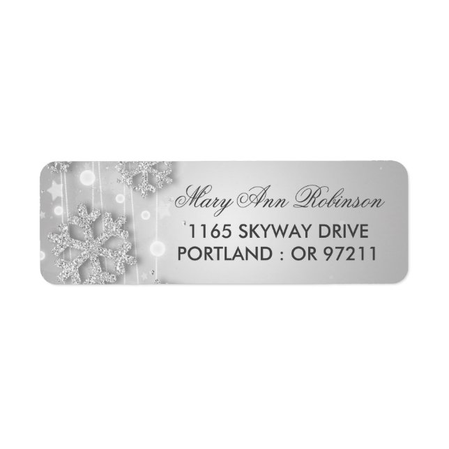 Silver Winter Birthday Returadress Returadress Etikett (Framsidan)