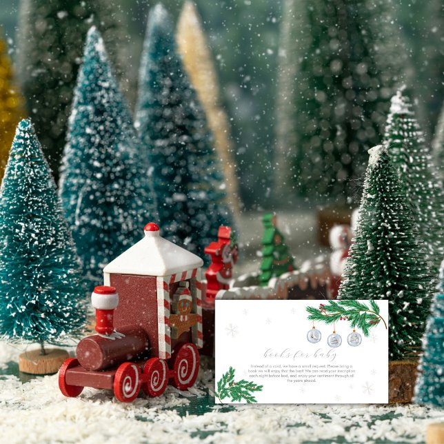 Silver Winter Clothes Ornaments Books Baby Shower  Tilläggskort (Silver Winter Clothes Ornaments Books Baby Shower Enclosure Card)