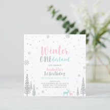 Silver Winter Onederland 1:a Födelsedagsinbjudan