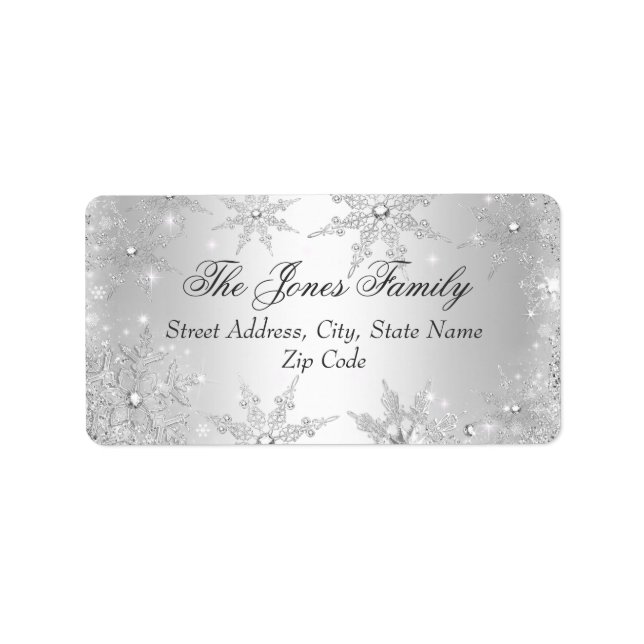 Silver Winter Wonderland Adressetiketter jul (Framsidan)