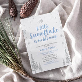 Silver Winter Wonderland, Boy Baby Shower/Sprinkle Inbjudningar