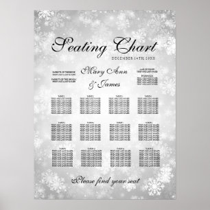Silver Winter Wonderland, bröllop, sätesdiagram Poster