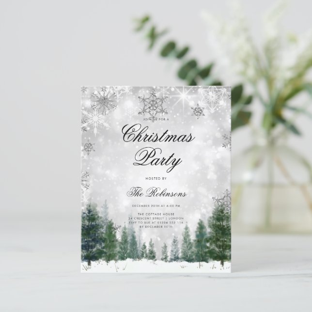 Silver Winter Wonderland Inbjudan Program Menu (Stående Fram)