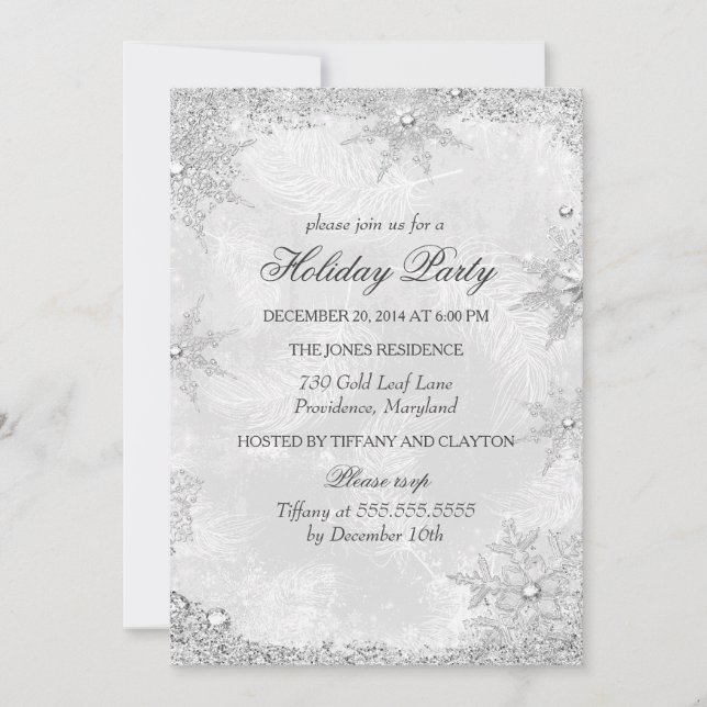 Silver Winter Wonderland jul Julfest A Inbjudningar (Framsida)