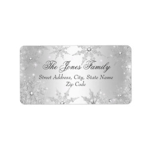 Silver Winter Wonderland Juladressetiketter Adressetikett