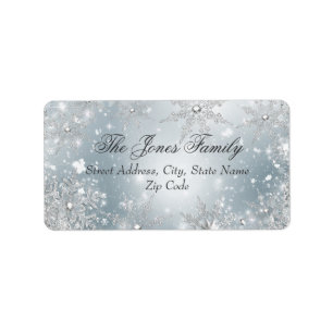 Silver Winter Wonderland Juladressetiketter Adressetikett