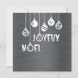 Silver wish card "Joyeux Noel" Julkort