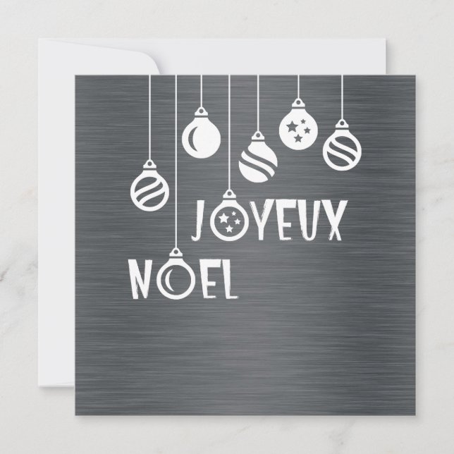 Silver wish card "Joyeux Noel" Julkort (Framsida)