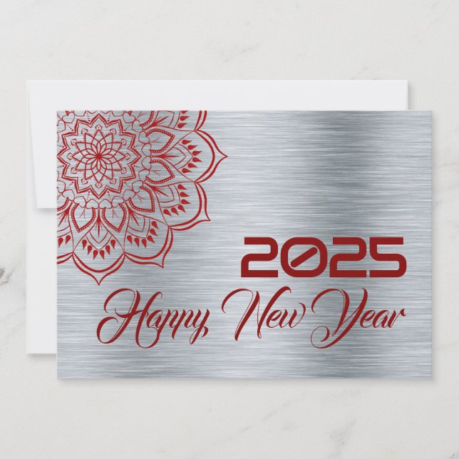 Silver wish card New Year with mandala Julkort (Framsida)