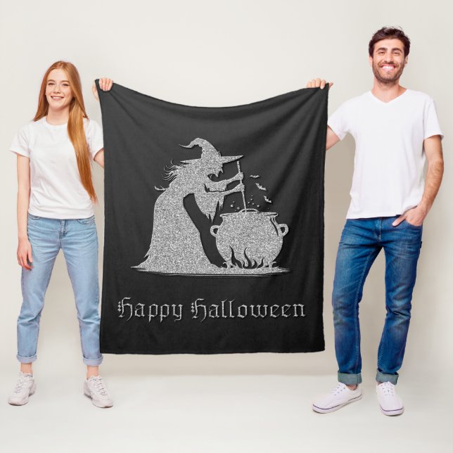 Silver Witch & Cauldron Halloween Fleecefilt (På plats)