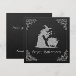 Silver Witch & Cauldron Halloween-hälsningskort