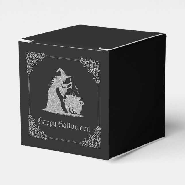 Silver Witch & Cauldron Halloween Presentaskar (Framsidan Sidan)