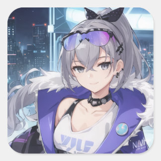 Silver Wolf fanart 1 Fyrkantigt Klistermärke