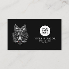 Silver Wolf Professional Barber Shop Logotyp Qr-ko Visitkort