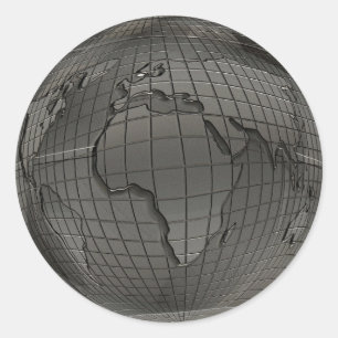 Silver World Globe Stickers Runt Klistermärke