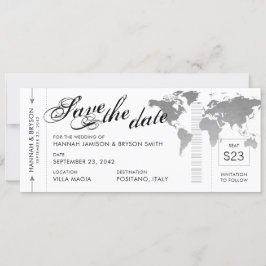 Silver World Map Boarding Pass Spara datumkortet Meddelande