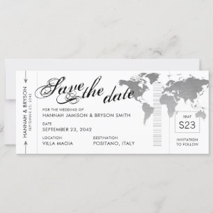 Silver World Map Boarding Pass Spara datumkortet Meddelande
