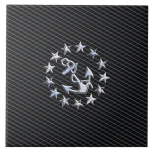 Silver Yacht Naval Flagga on Charcol Grille Kakelplatta