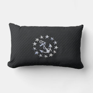 Silver Yacht Naval Flagga on Charcol Grille Lumbarkudde