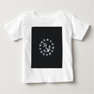 Silver Yacht Naval Flagga on Charcol Grille Tee Shirt