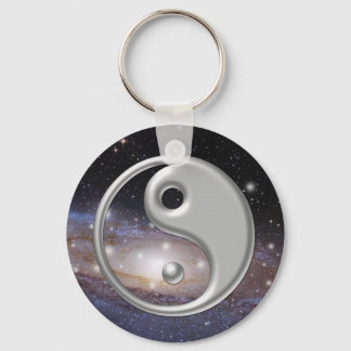 Silver Ying Yang Galaxy Space Nyckelring