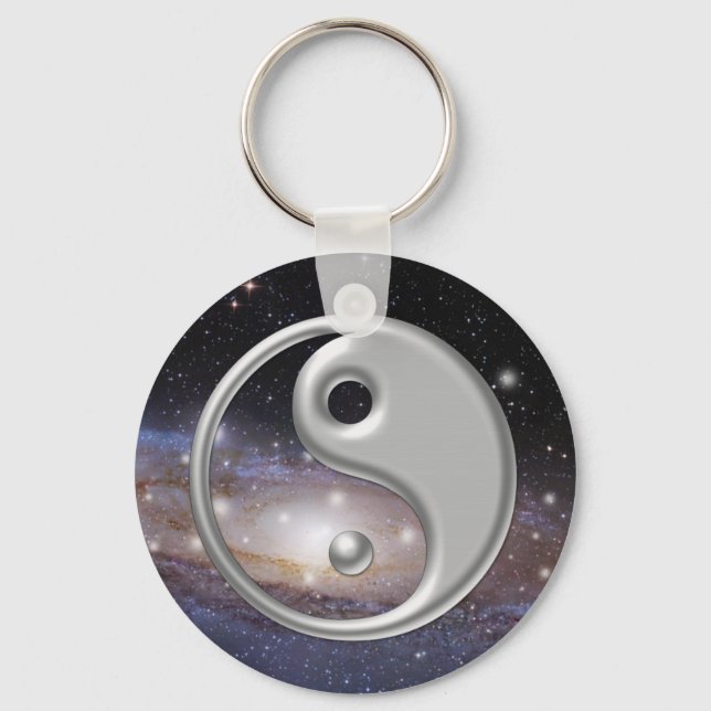 Silver Ying Yang Galaxy Space Nyckelring (Framsida)