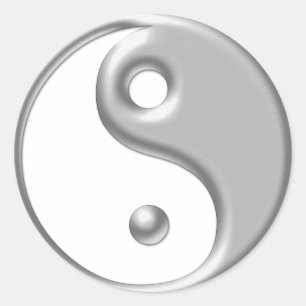 Silver Ying Yang Runt Klistermärke