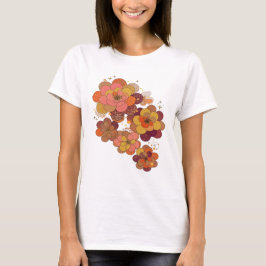 Silvera APELSIN- OCH ROSA BLOMMOR MED GYLLENE STJÄ T Shirt