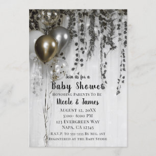 Silvera Metalliska Ballonger Ivy Babyfirande Inbjudningar
