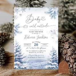 Silvera snöflingor Kall julgran Baby Shower Inbjudningar