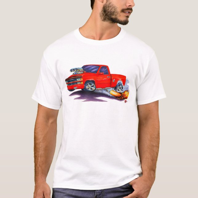 Silverado röd lastbil 1988-98 tee (Framsida)
