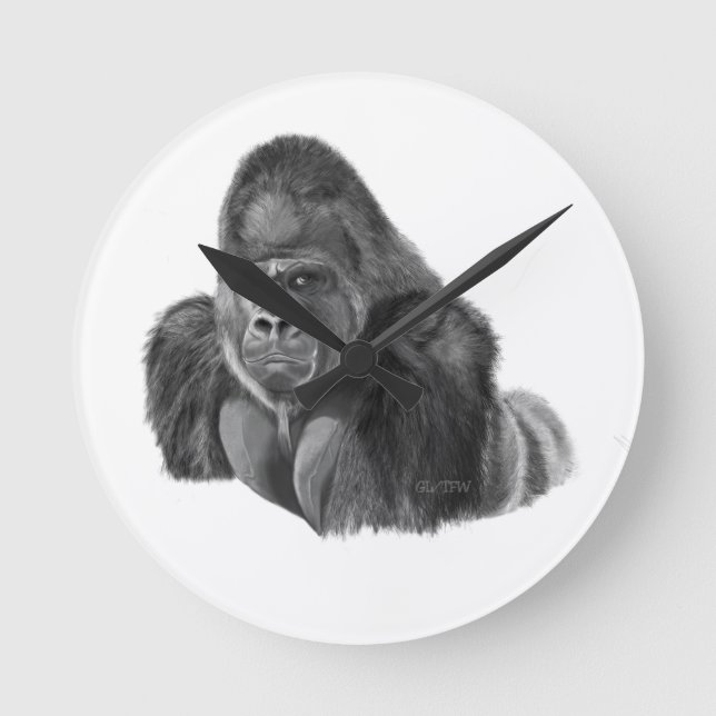 Silverback Gorilla Clock ゴリラの時計 Rund Klocka (Framsida)