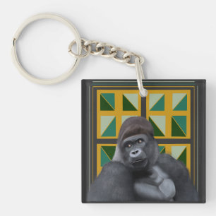 Silverback Gorilla Gult och Grönt Geometric