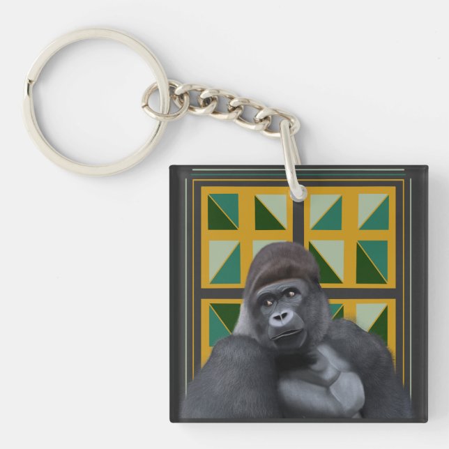 Silverback Gorilla Gult och Grönt Geometric (Framsidan)