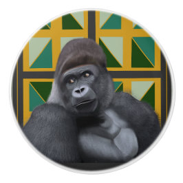 Silverback Gorilla Gult och Grönt Geometric Knopp