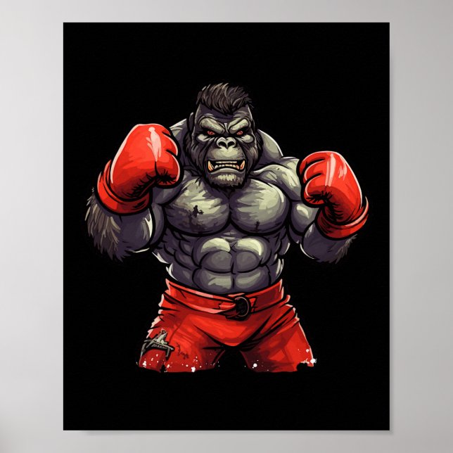 Silverback Gorilla Gym Apparel Body Byggnad Boxin Poster (Framsidan)